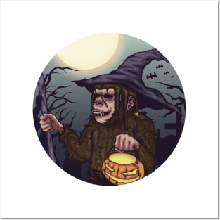 Hallowen - wizard monkey Posters and Art